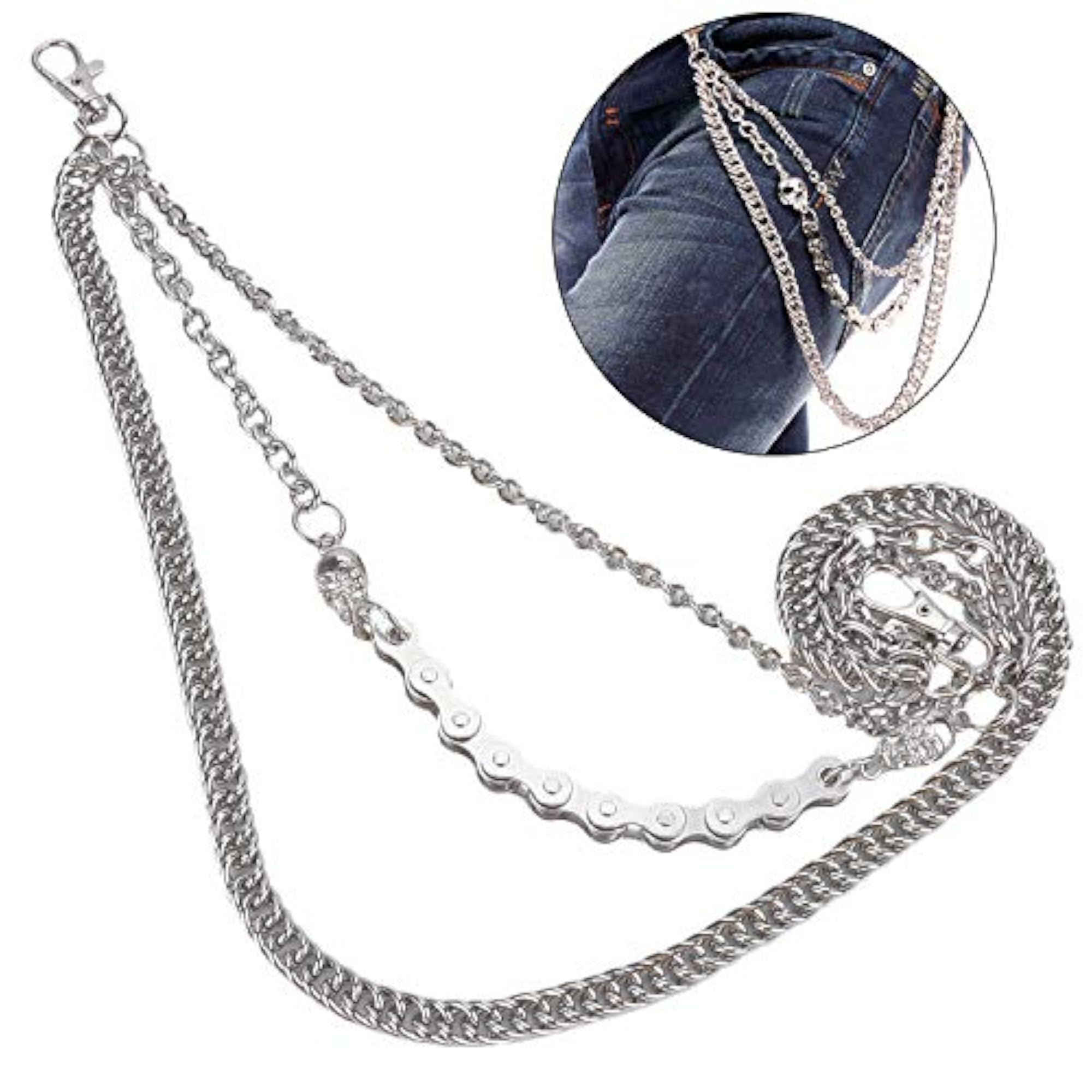 Synthetic Pants Fashion Hip Hop Gothic Wallet Chain for Men